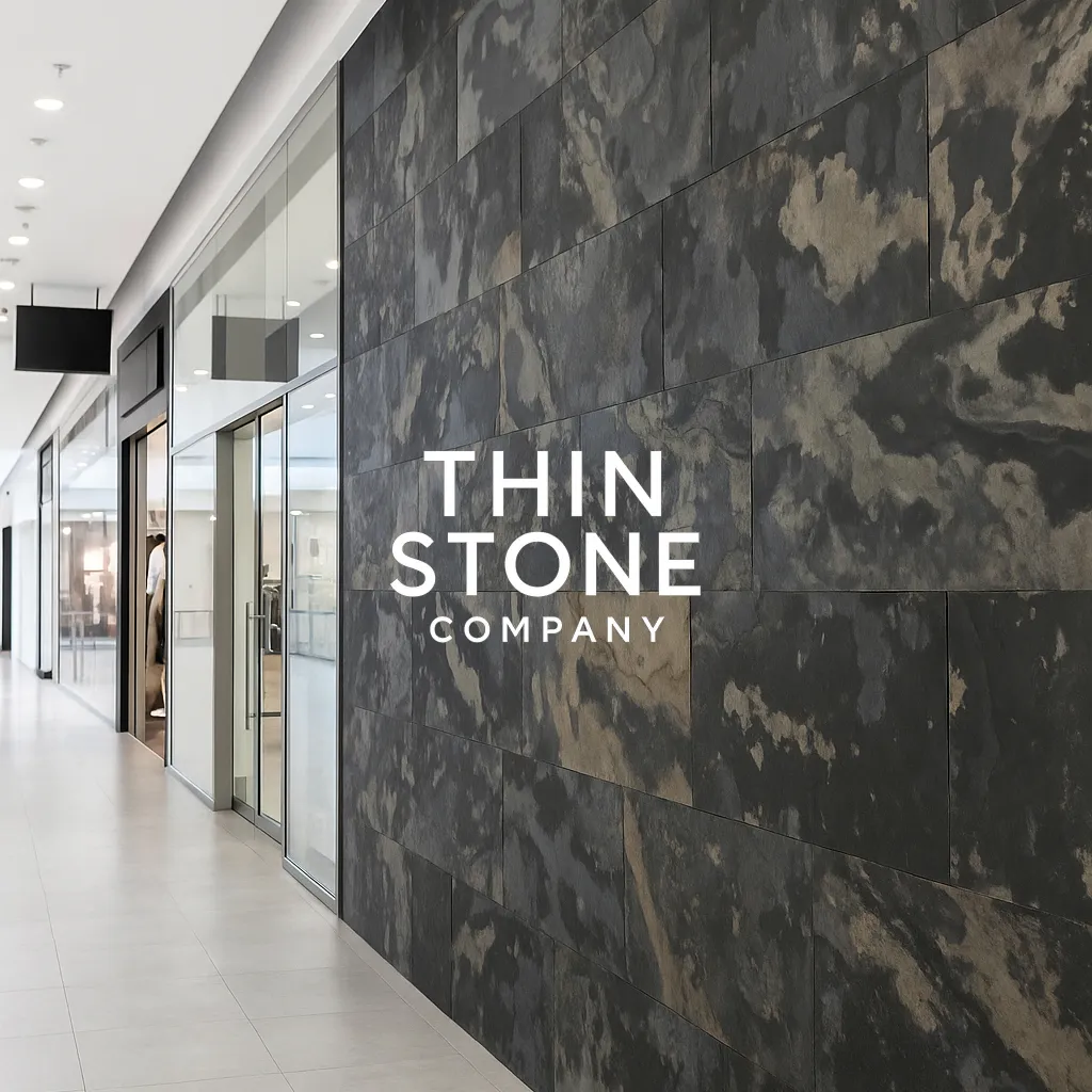 Autumn Rustic Flexible slate veneer used on exteiror wall of a store