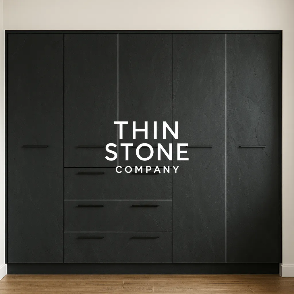Black Flexible Slate Stone Veneer on a wardrobe