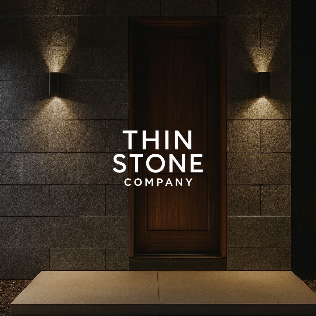 Black Shimmer flexible stone veneer sheet used on facade