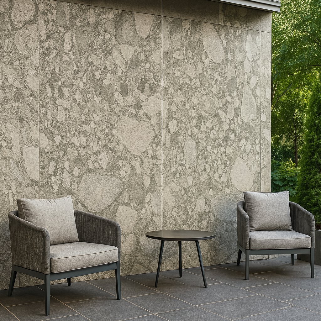 Cosmos White Marble Veneer on Patio Wall