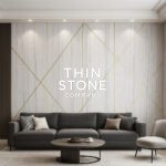 Equator White Marble Veneer installed on Living Room accent wall