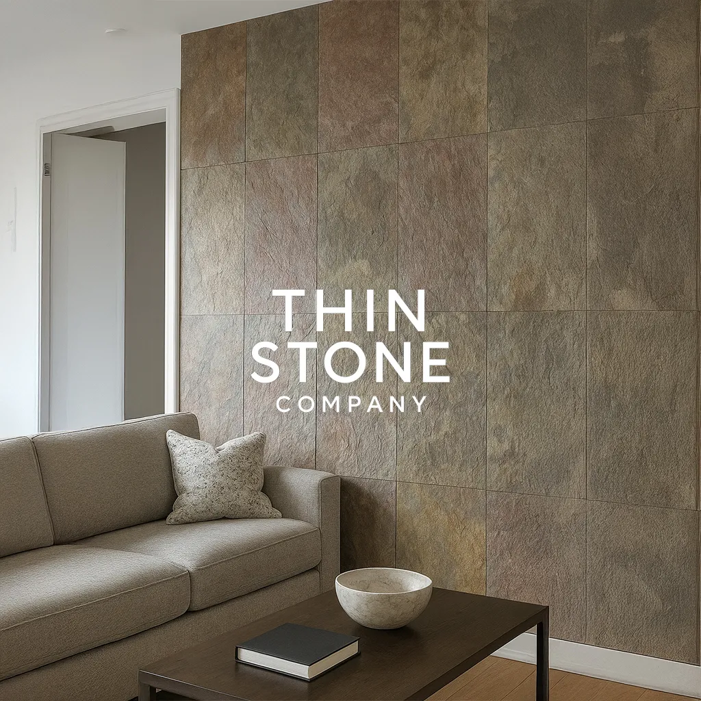 Golden Flexible Slate Stone Veneer on living room Wall