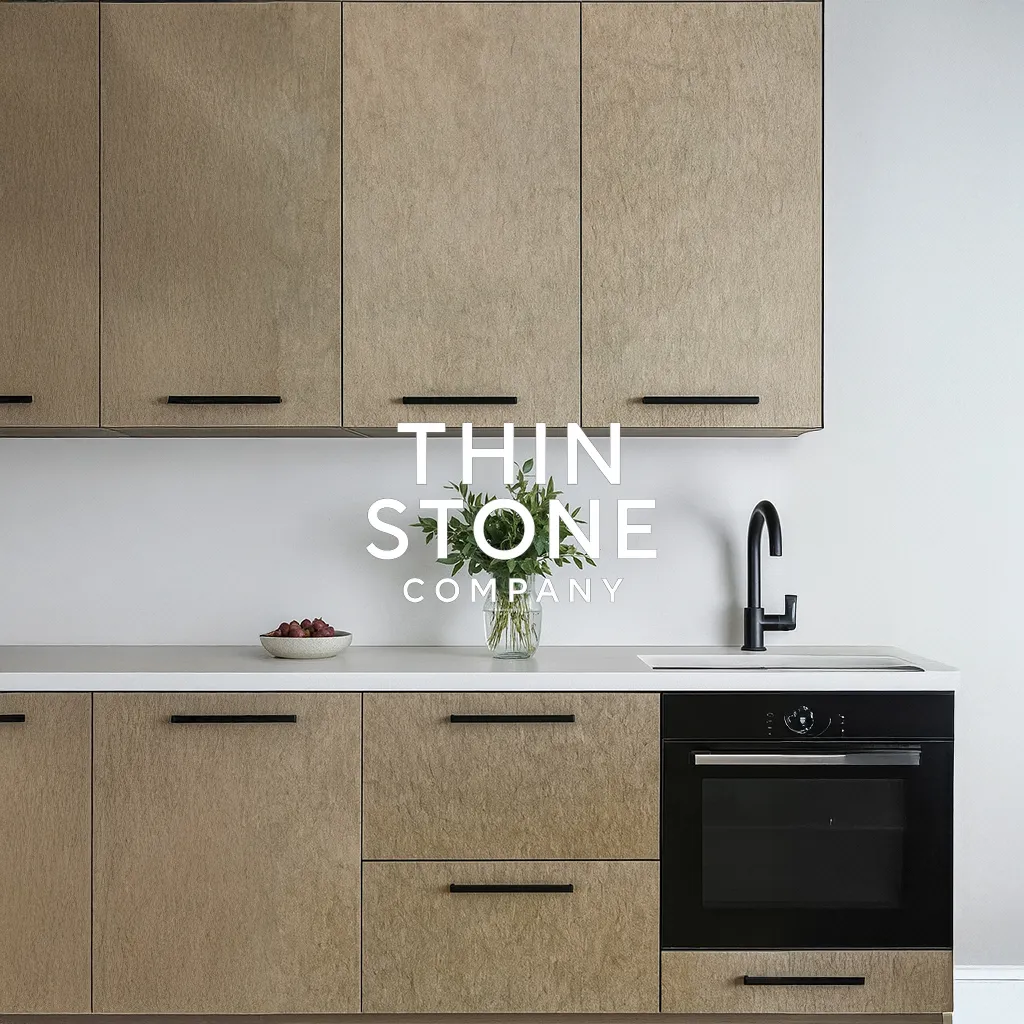 Golden Stone Veneer Application on Kitchen Cupboard