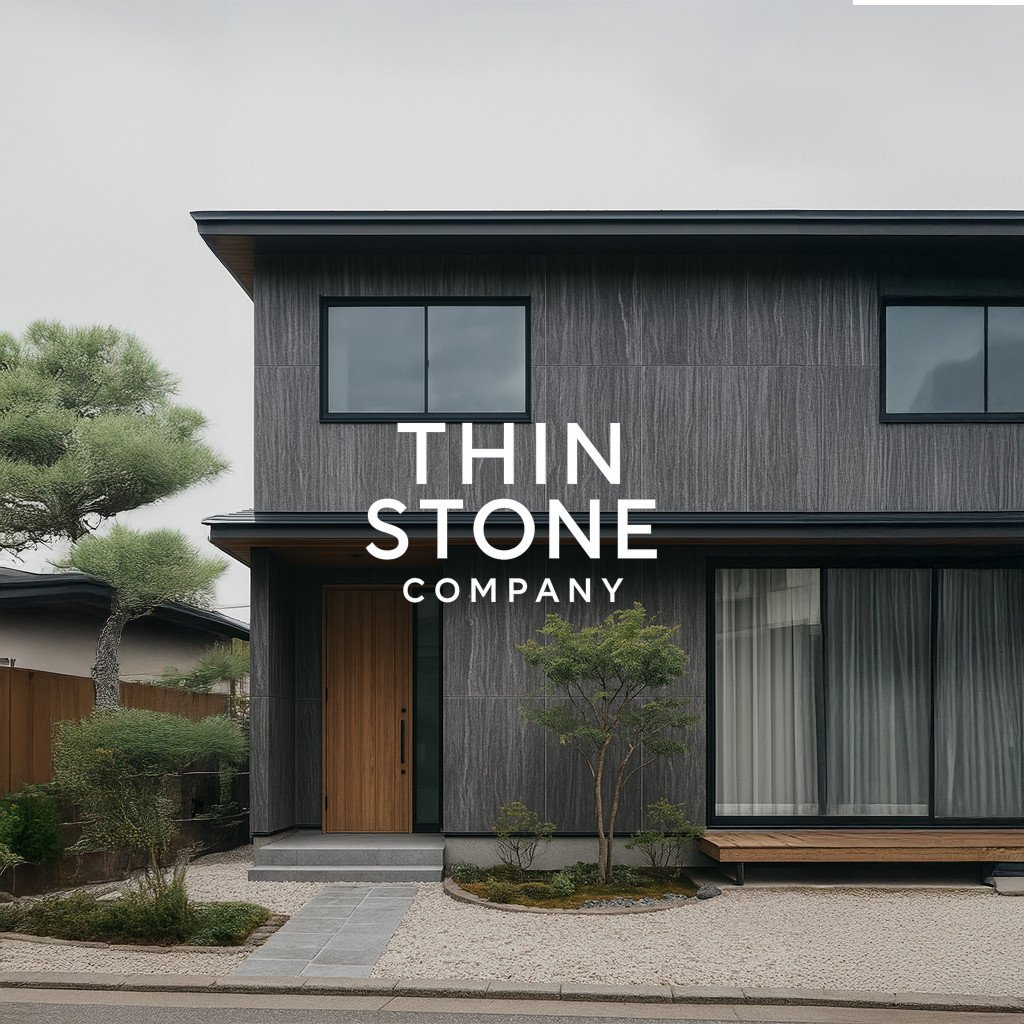 Monsoon Black marble veneer on facade by Ryan Stone Creations