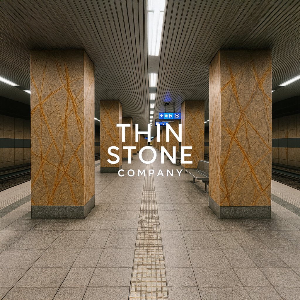 Bidasar Brown - Rainforest brown marble veneer used on subway pillars