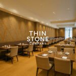 Rainforest brown marble veneer tiles used in restaurant