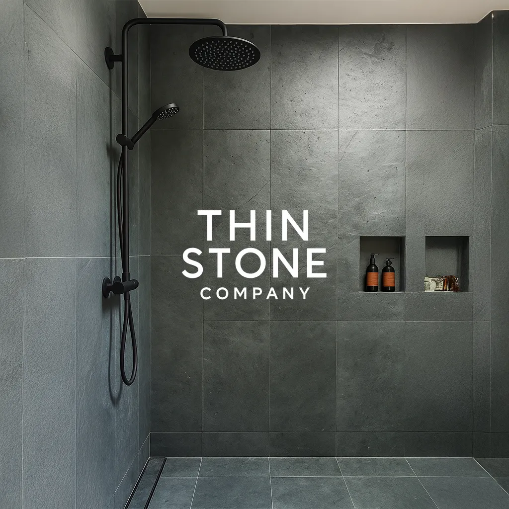 Ocean Green Flexible Slate Stone Veneer used on bathroom wall