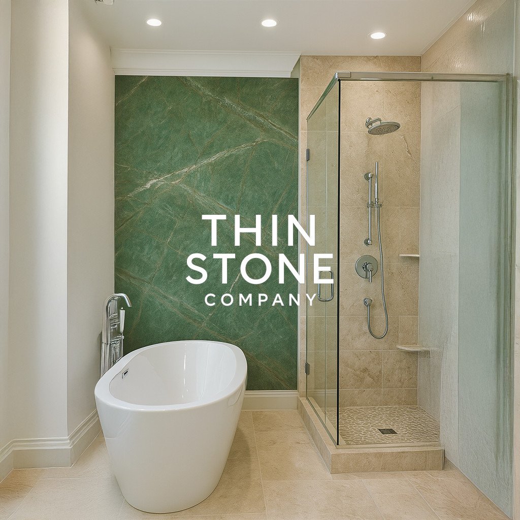 Rainforest Green Marble Veneer Used on Bathroom Wall