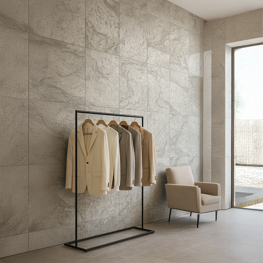 Silver Shine Flexible Slate Stone Veneer on Showroom Walls