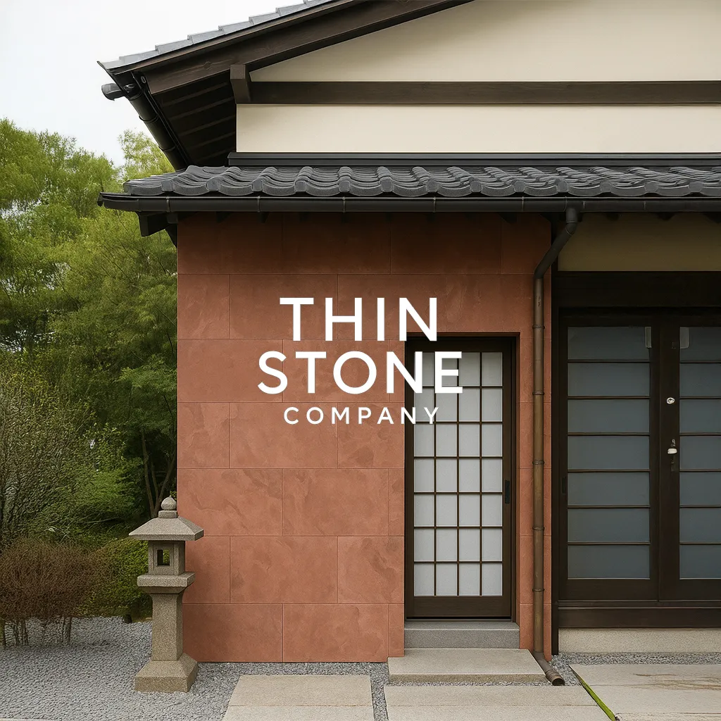 Terra Red slate veneer on house facade