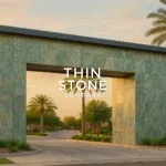 Jeera Green flexible slate stone veneer used on society entrance gate