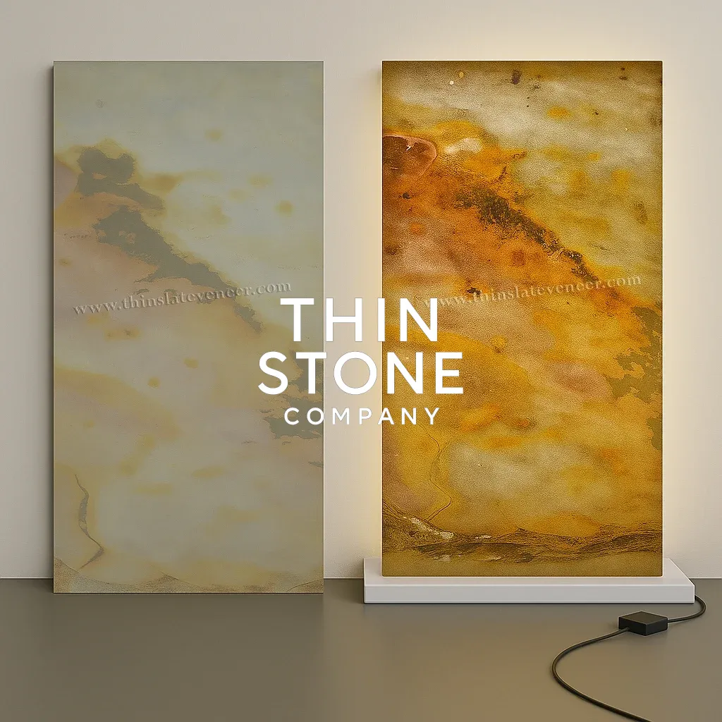 Indian Autumn translucent stone veneer backlit effect
