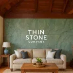 Jeera Green stone veneer used on living room accent wall
