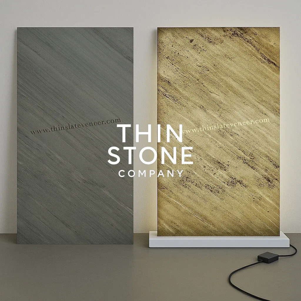 D Black translucent stone veneer backlit effect