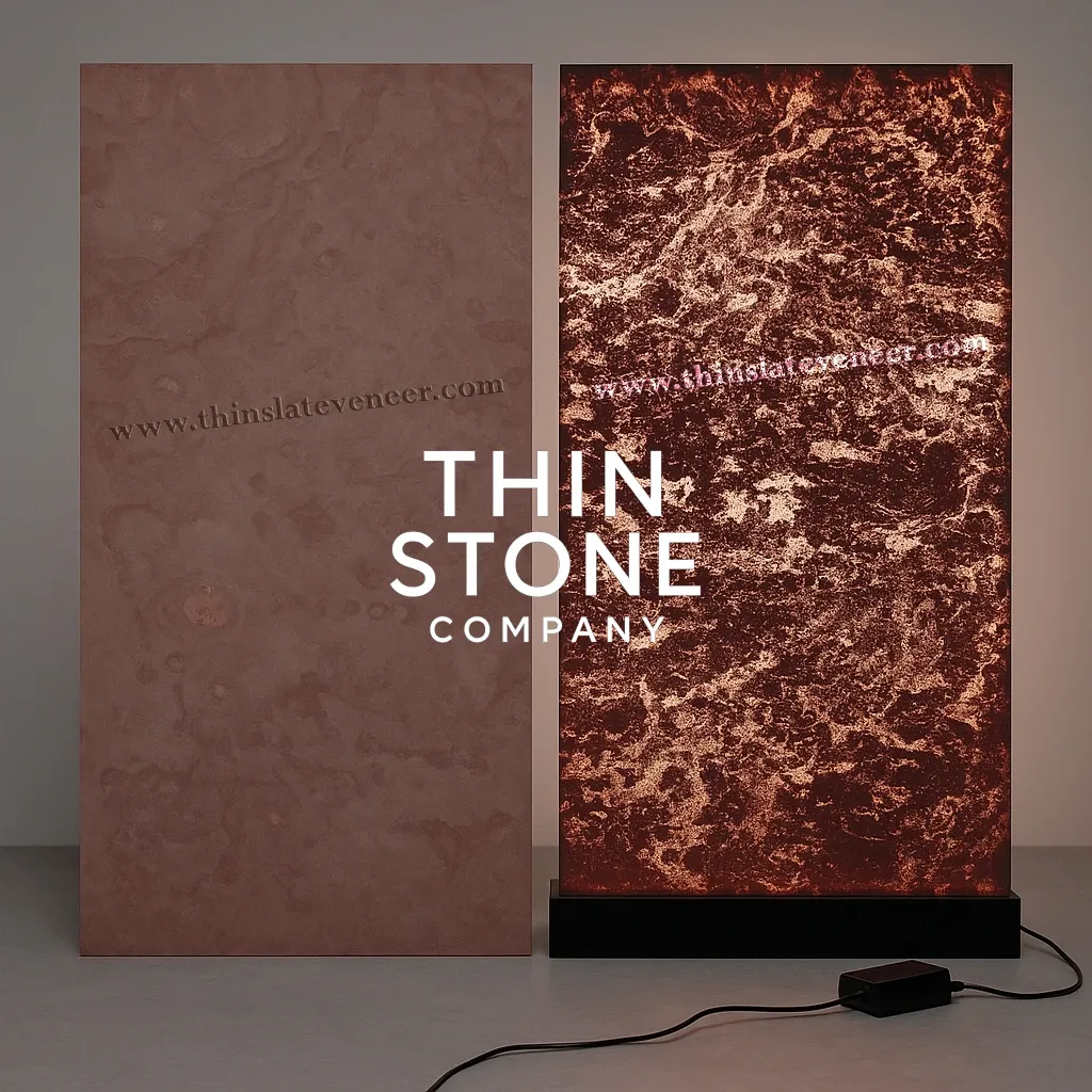 Terra Red translucent stone veneer backlit effect