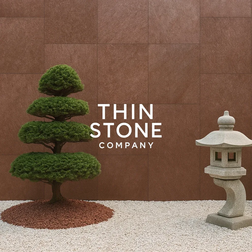 D Copper stone veneer used on garden wall in exterior