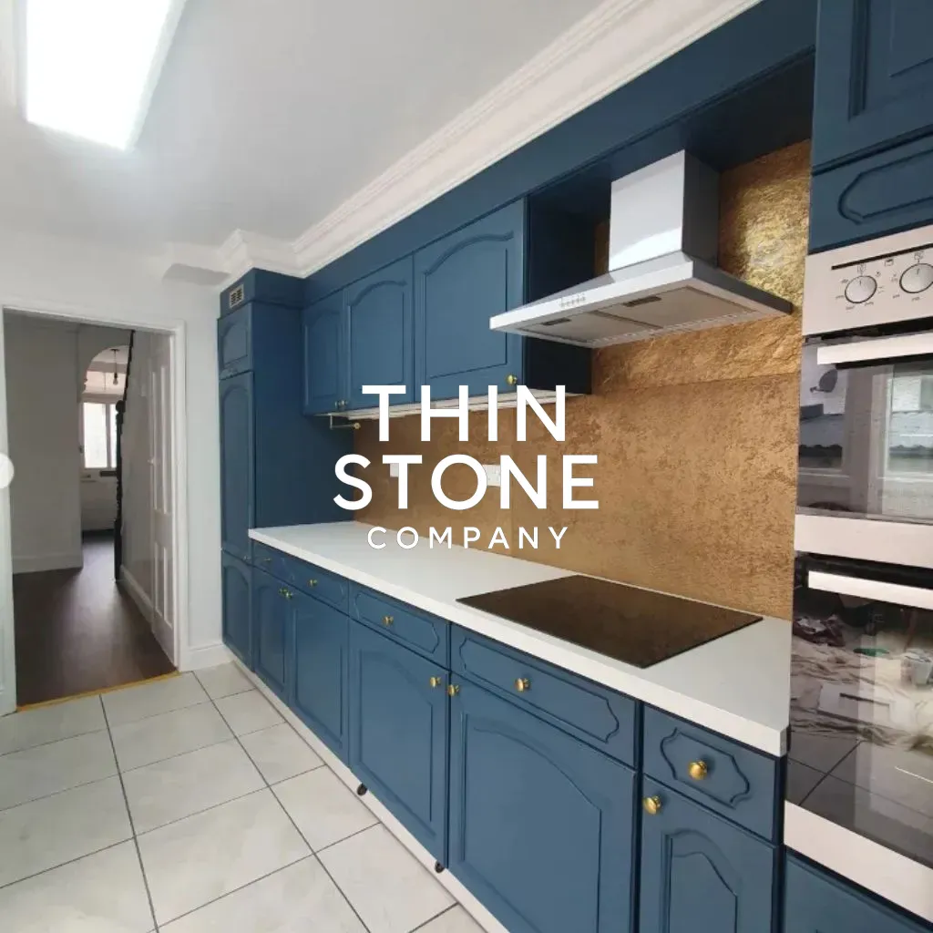 Metallic Gold Art Decor backsplash application