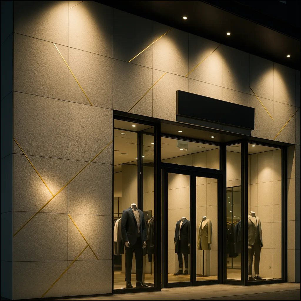 Mint sandstone veneer application on a store front - By Ryan Stone Creations