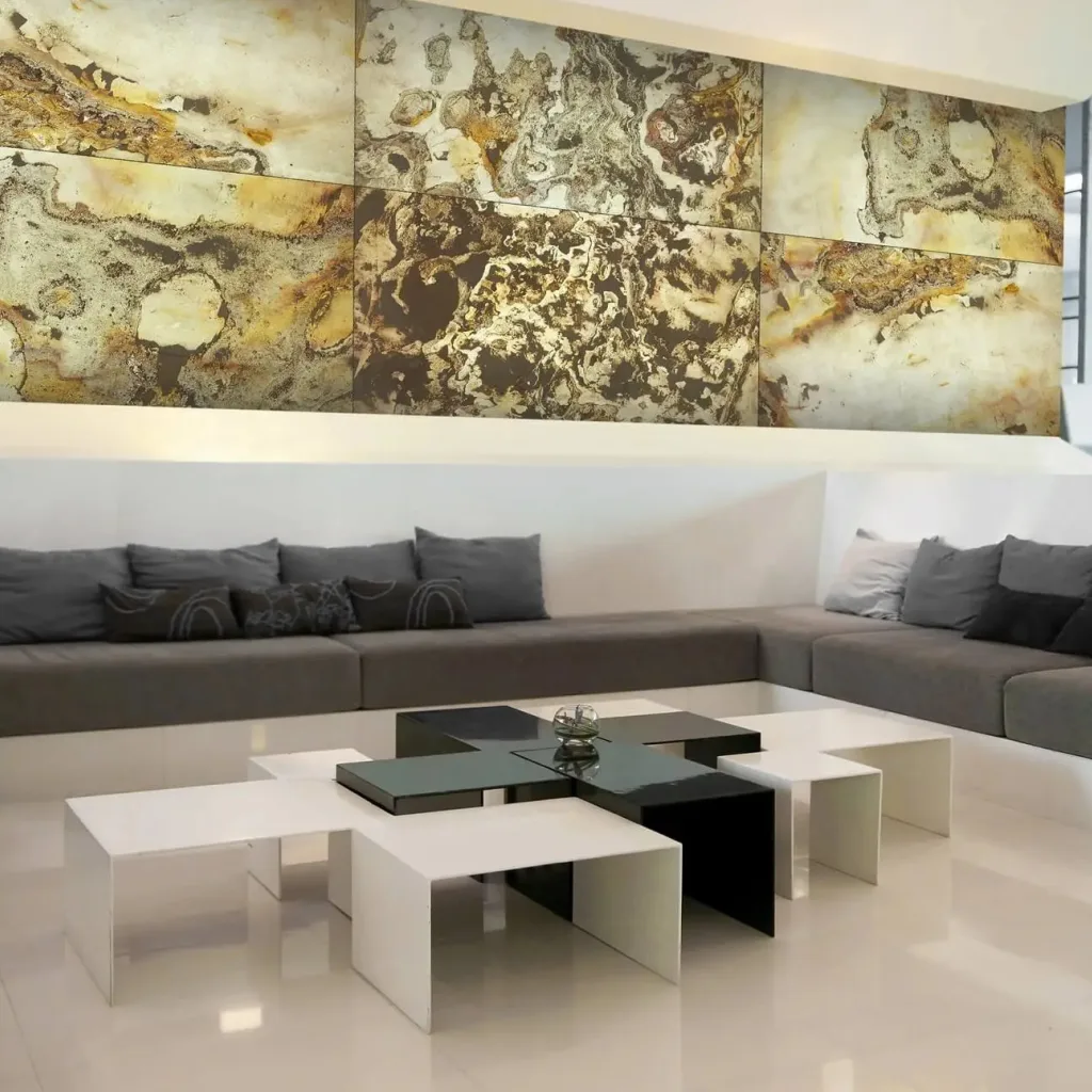 Indian autumn translucent backlit stone veneer uses