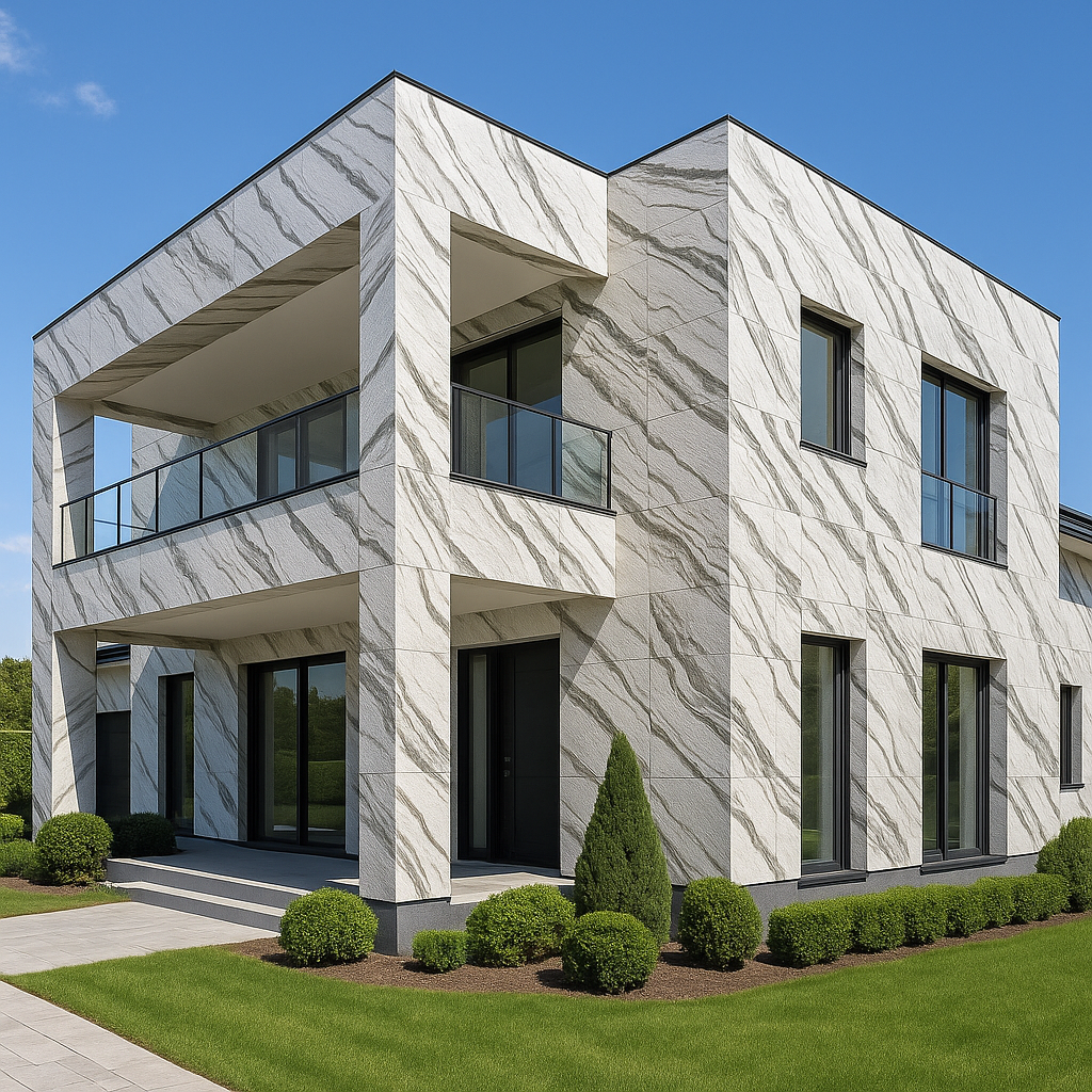 Panda White Marble Veneer Facade - By Ryan Stone Creations