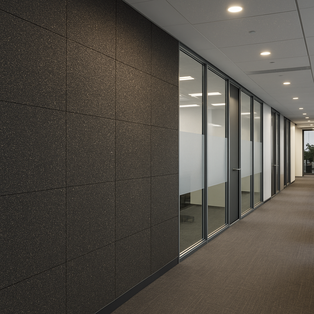 Black Shimmer Stone Veneer Application on an office wall